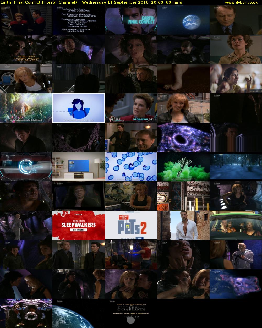 Earth: Final Conflict (Horror Channel) Wednesday 11 September 2019 20:00 - 21:00