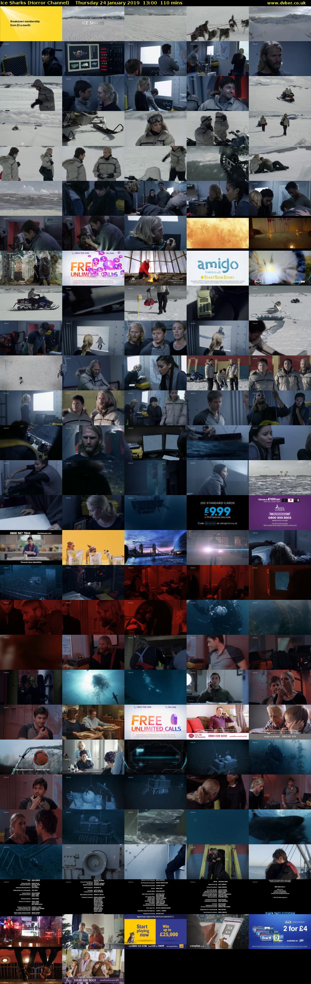 Ice Sharks (Horror Channel) Thursday 24 January 2019 13:00 - 14:50