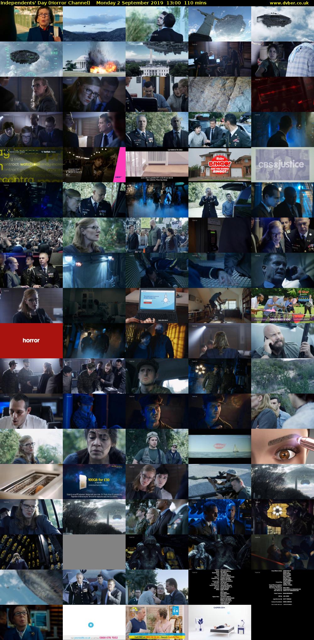 Independents' Day (Horror Channel) Monday 2 September 2019 13:00 - 14:50