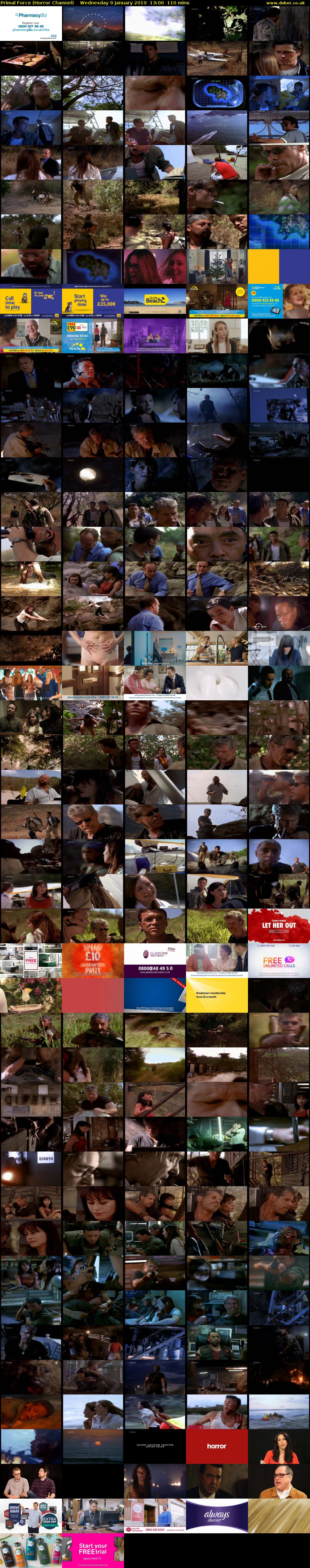 Primal Force (Horror Channel) Wednesday 9 January 2019 13:00 - 14:50