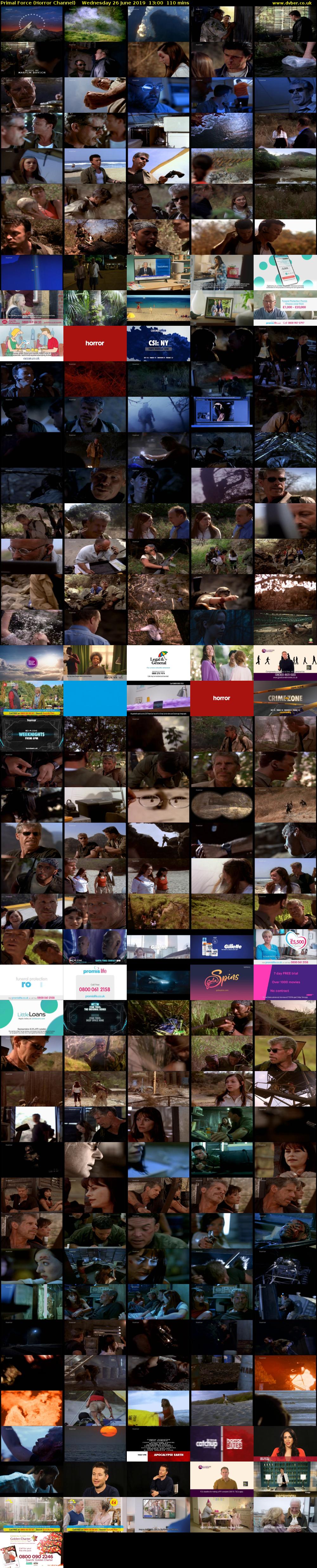 Primal Force (Horror Channel) Wednesday 26 June 2019 13:00 - 14:50
