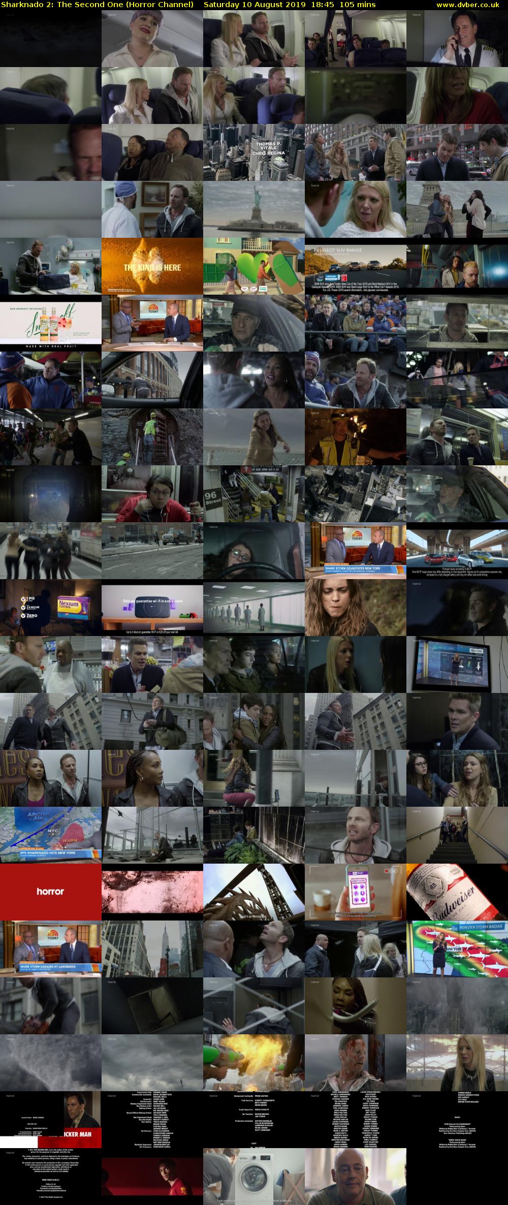 Sharknado 2: The Second One (Horror Channel) Saturday 10 August 2019 18:45 - 20:30