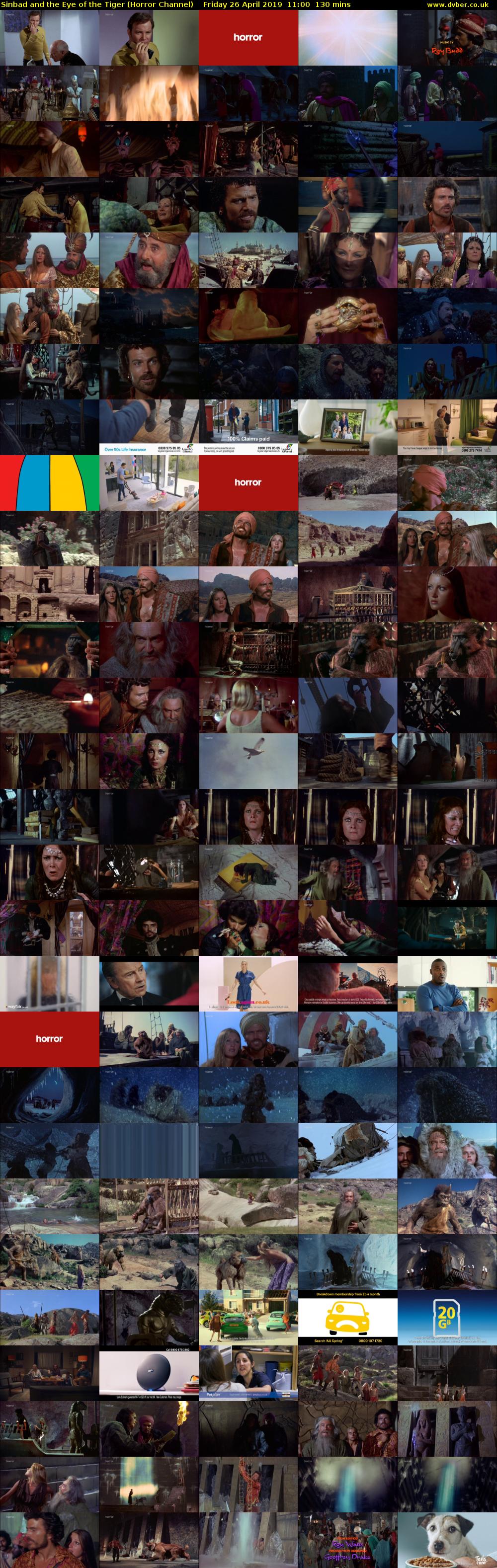 Sinbad and the Eye of the Tiger (Horror Channel) Friday 26 April 2019 11:00 - 13:10