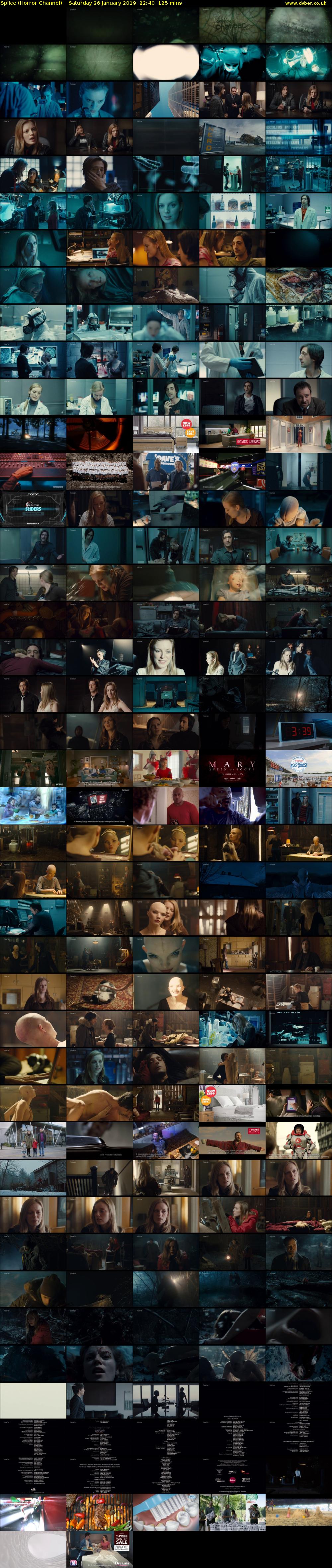 Splice (Horror Channel) Saturday 26 January 2019 22:40 - 00:45