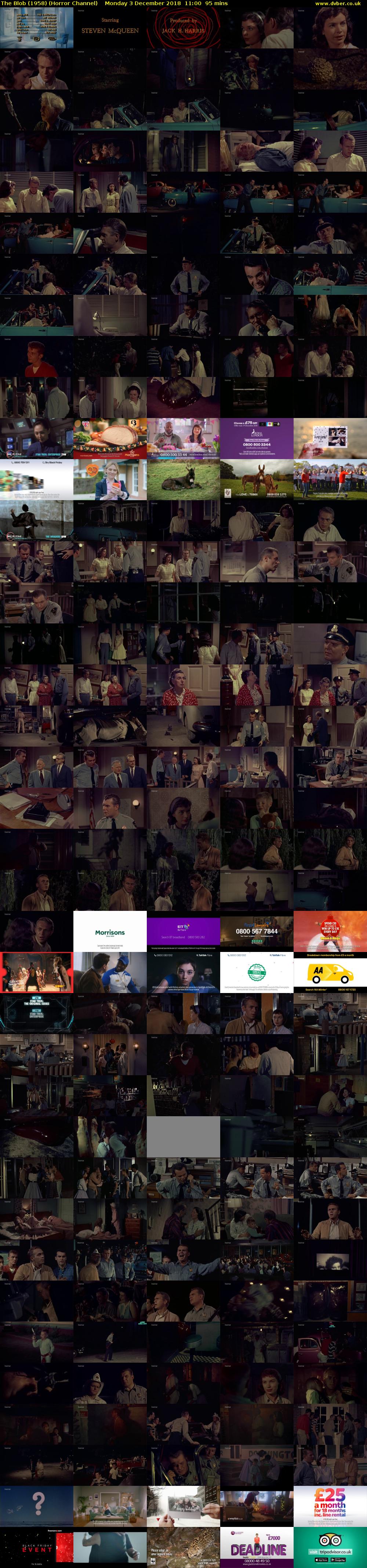 The Blob (1958) (Horror Channel) Monday 3 December 2018 11:00 - 12:35