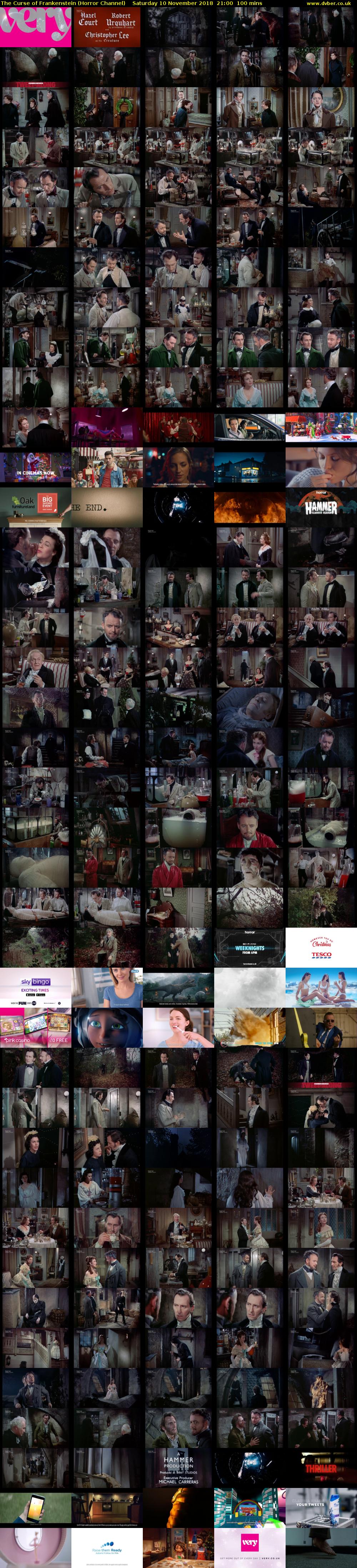 The Curse of Frankenstein (Horror Channel) Saturday 10 November 2018 21:00 - 22:40