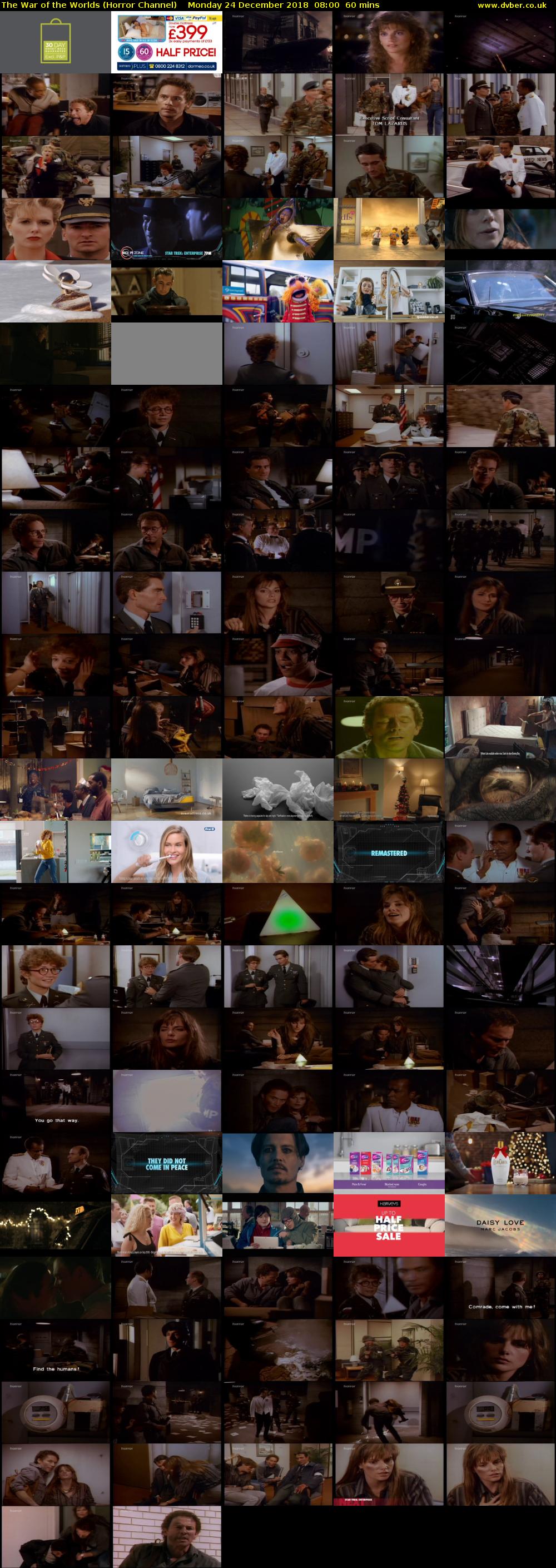 The War of the Worlds (Horror Channel) Monday 24 December 2018 08:00 - 09:00