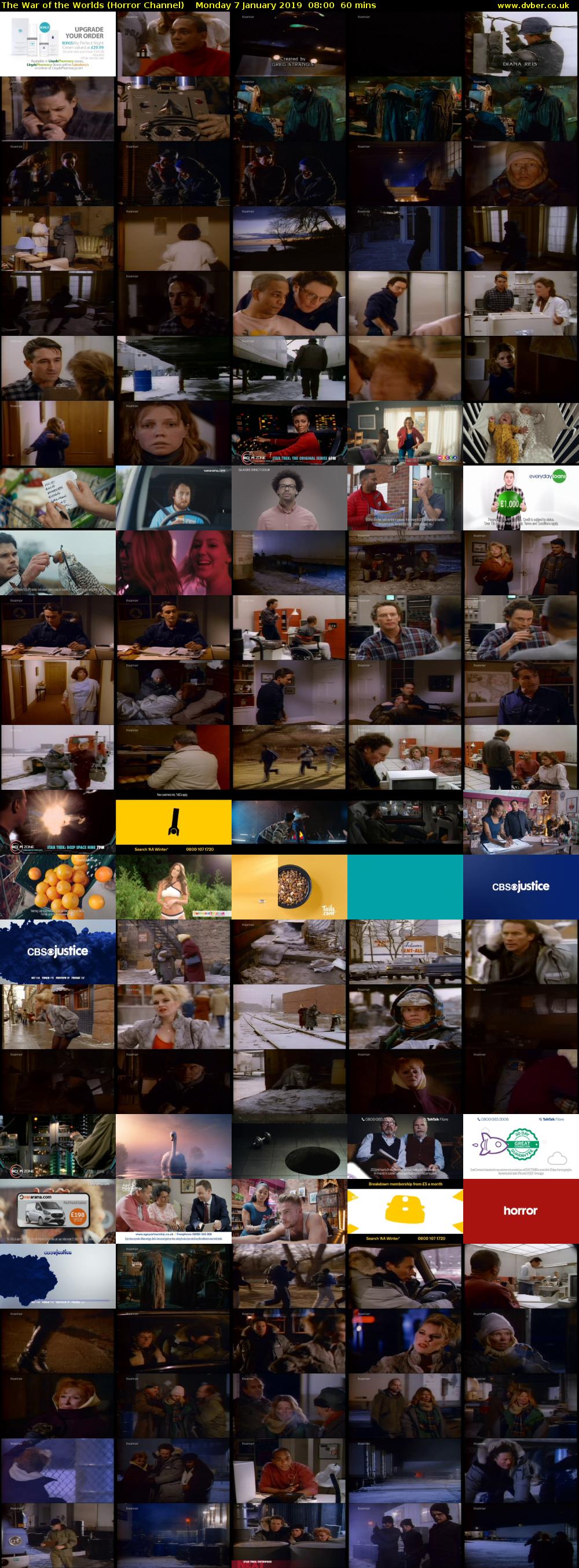 The War of the Worlds (Horror Channel) Monday 7 January 2019 08:00 - 09:00