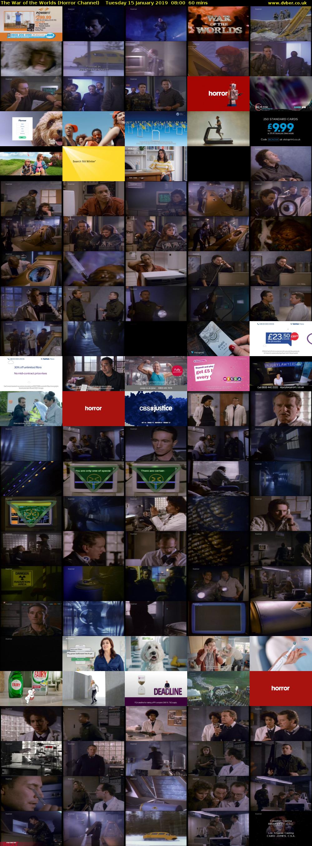 The War of the Worlds (Horror Channel) Tuesday 15 January 2019 08:00 - 09:00