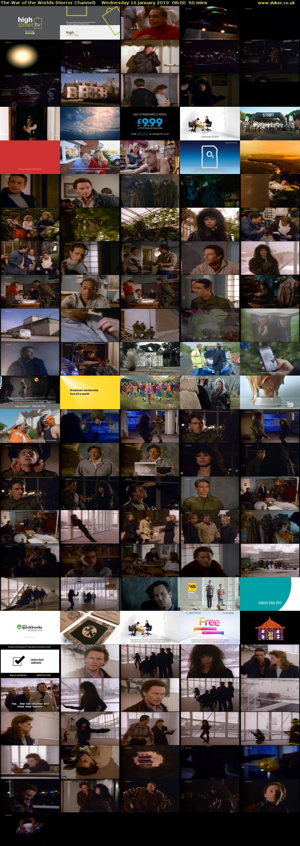 The War of the Worlds (Horror Channel) Wednesday 16 January 2019 08:00 - 09:00