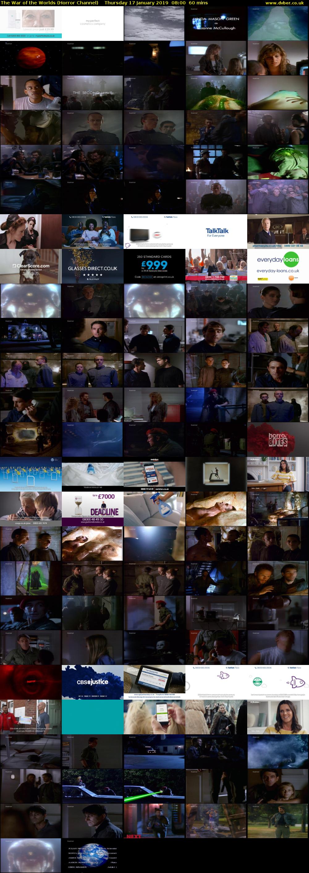 The War of the Worlds (Horror Channel) Thursday 17 January 2019 08:00 - 09:00