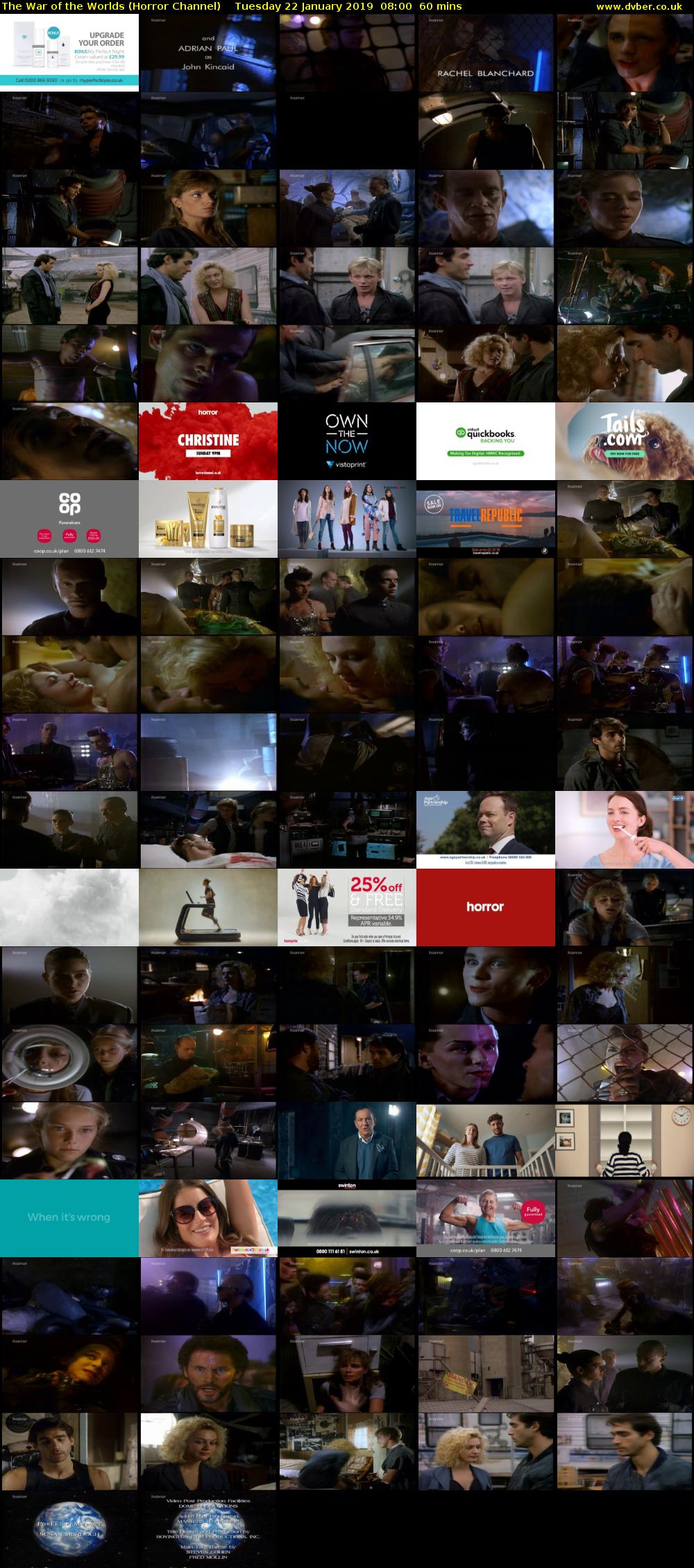 The War of the Worlds (Horror Channel) Tuesday 22 January 2019 08:00 - 09:00