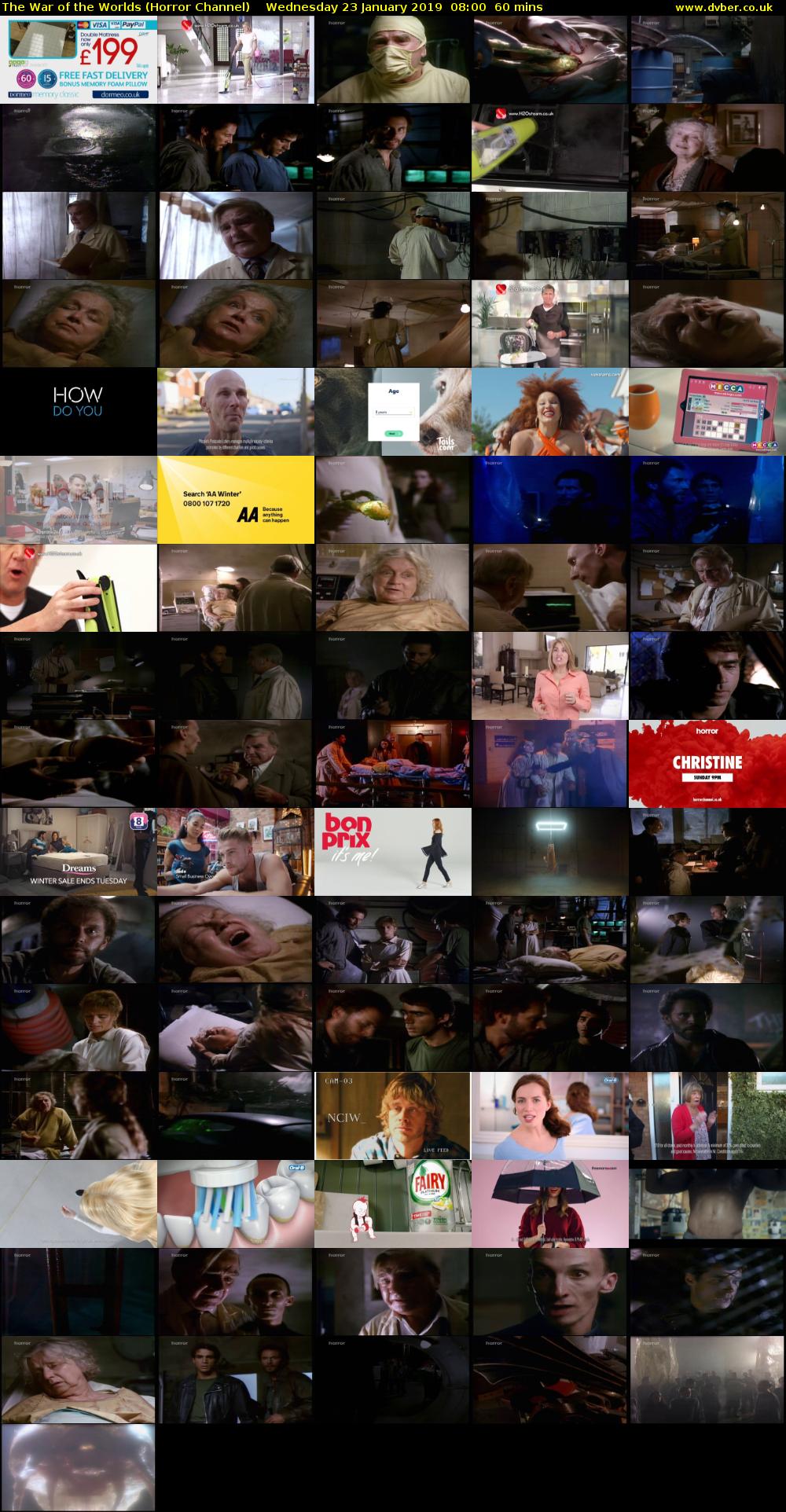 The War of the Worlds (Horror Channel) Wednesday 23 January 2019 08:00 - 09:00