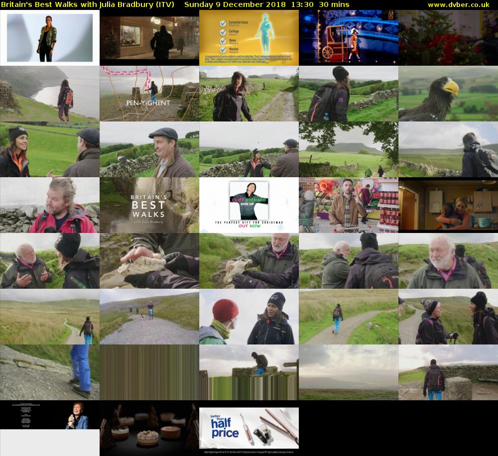 Britain's Best Walks with Julia Bradbury (ITV) Sunday 9 December 2018 13:30 - 14:00