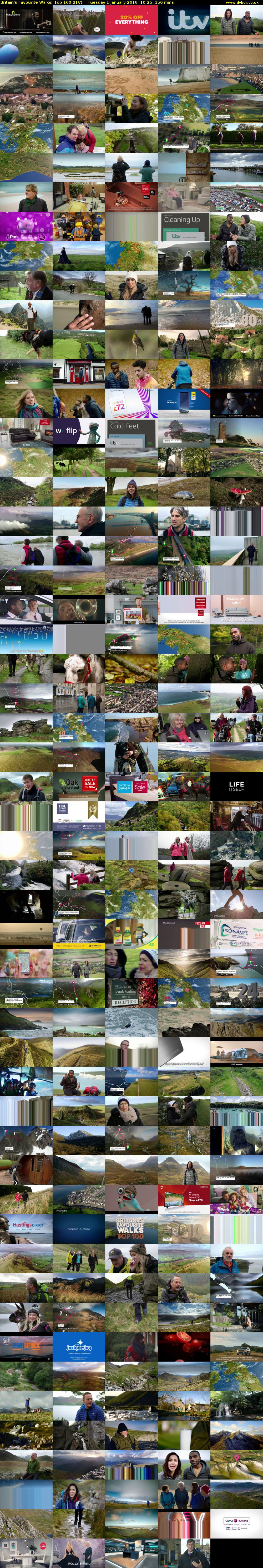 Britain's Favourite Walks: Top 100 (ITV) Tuesday 1 January 2019 10:25 - 12:55