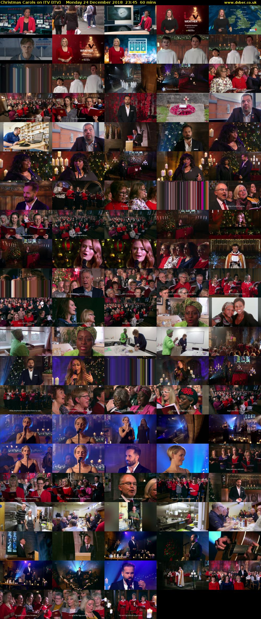 Christmas Carols on ITV (ITV) Monday 24 December 2018 23:45 - 00:45