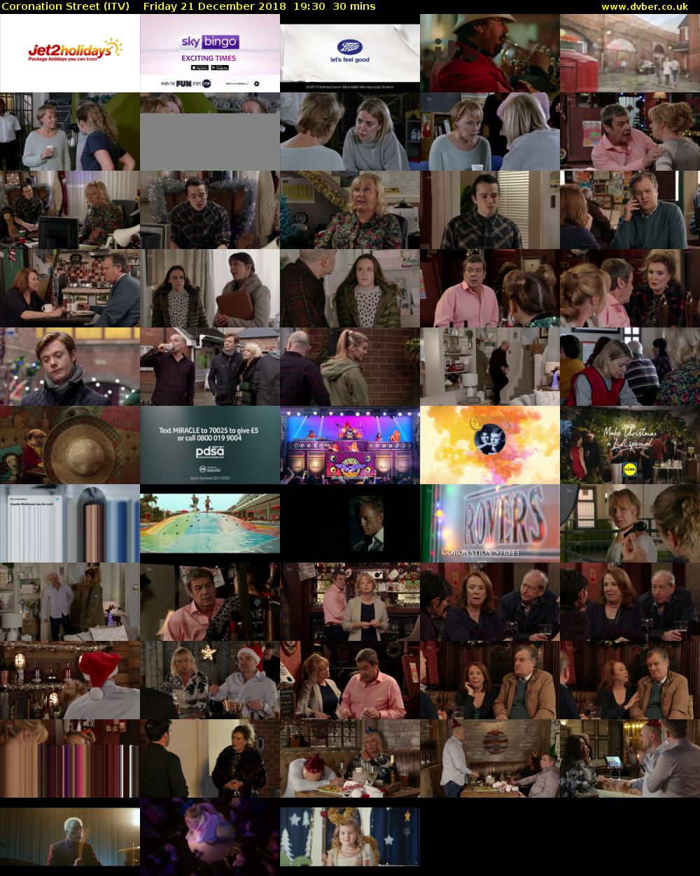Coronation Street (ITV) Friday 21 December 2018 19:30 - 20:00
