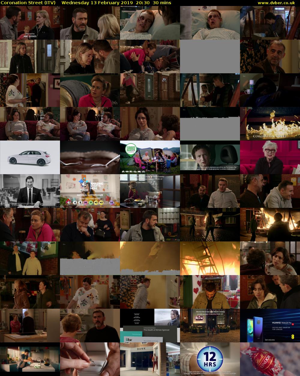 Coronation Street (ITV) Wednesday 13 February 2019 20:30 - 21:00
