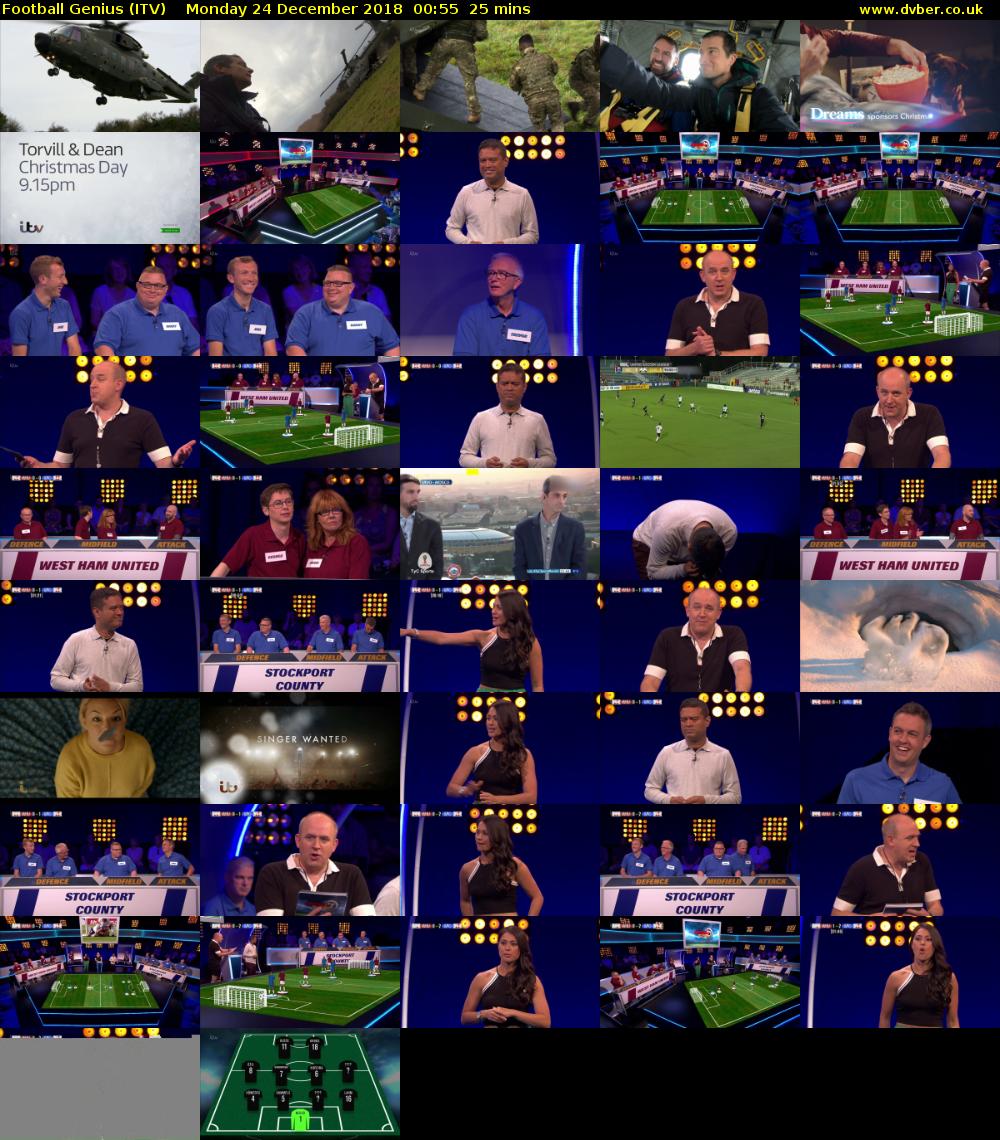 Football Genius (ITV) Monday 24 December 2018 00:55 - 01:20