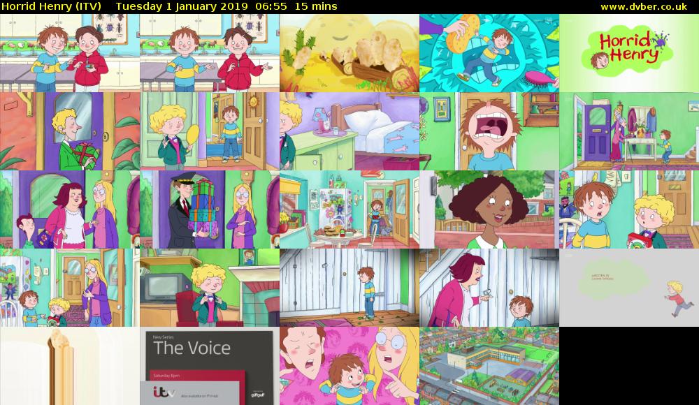 Horrid Henry (ITV) Tuesday 1 January 2019 06:55 - 07:10