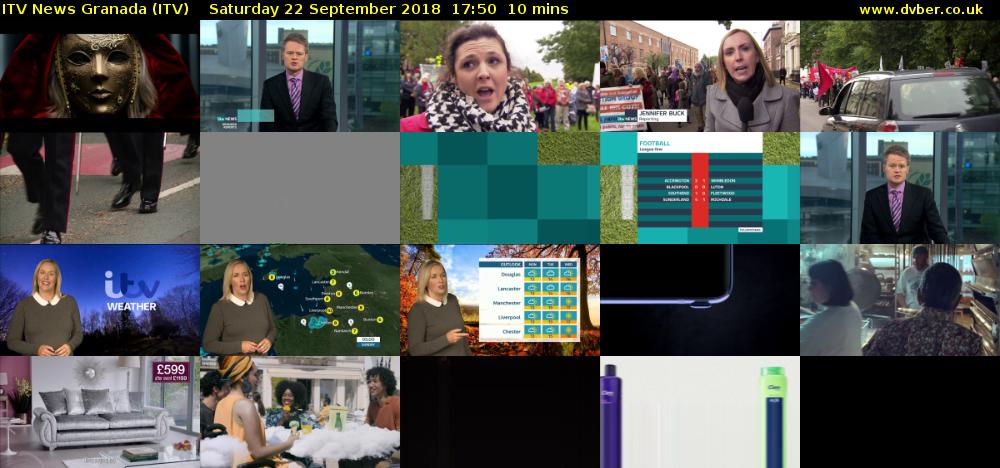 ITV News Granada (ITV) Saturday 22 September 2018 17:50 - 18:00