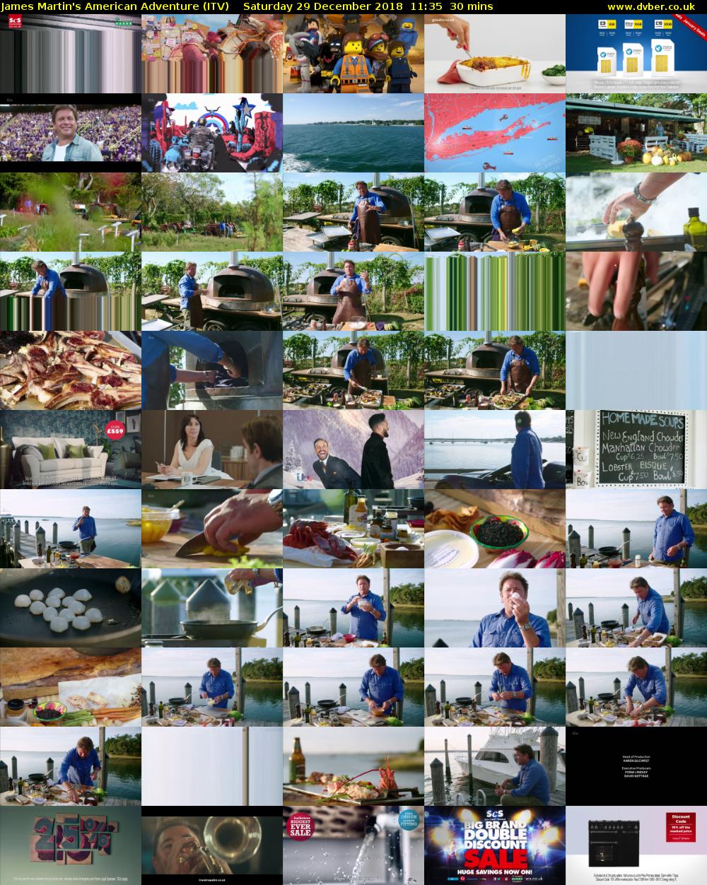 James Martin's American Adventure (ITV) Saturday 29 December 2018 11:35 - 12:05