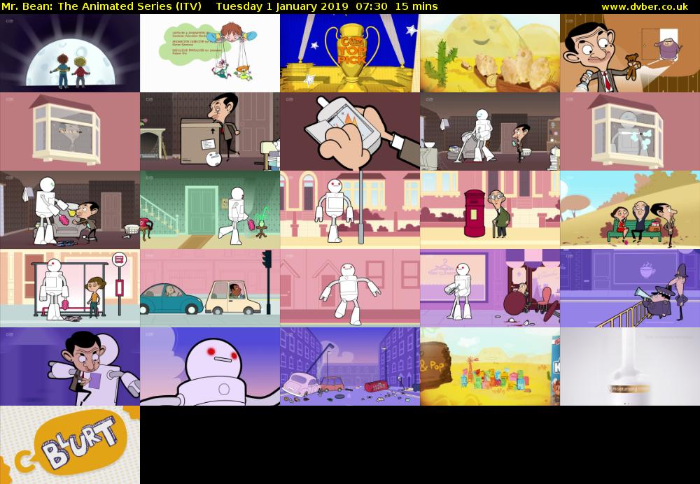 Mr. Bean: The Animated Series (ITV) Tuesday 1 January 2019 07:30 - 07:45