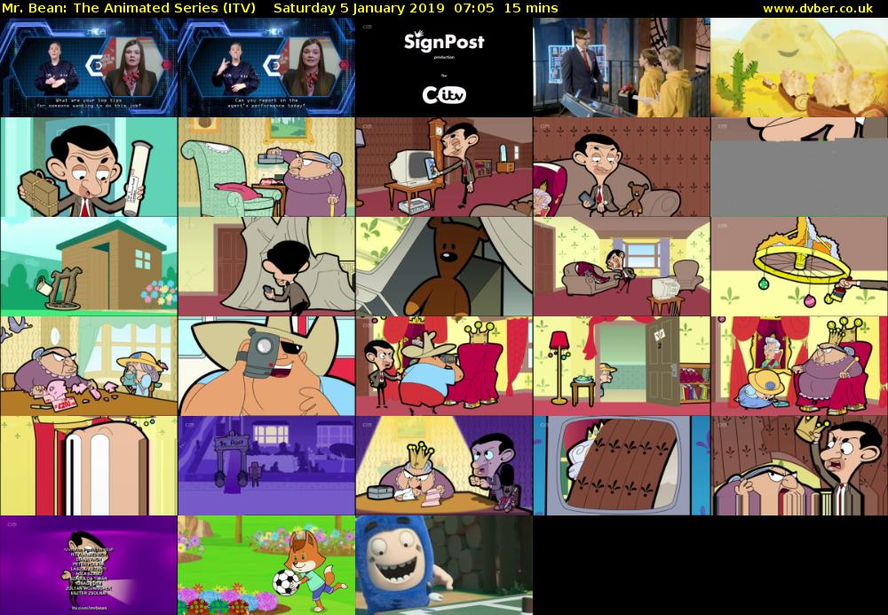 Mr. Bean: The Animated Series (ITV) Saturday 5 January 2019 07:05 - 07:20