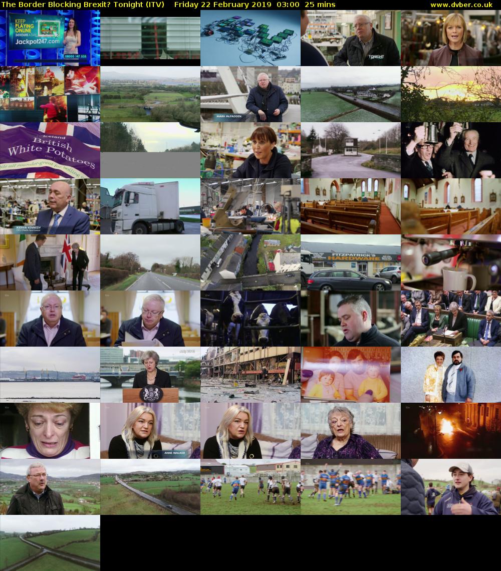 The Border Blocking Brexit? Tonight (ITV) Friday 22 February 2019 03:00 - 03:25