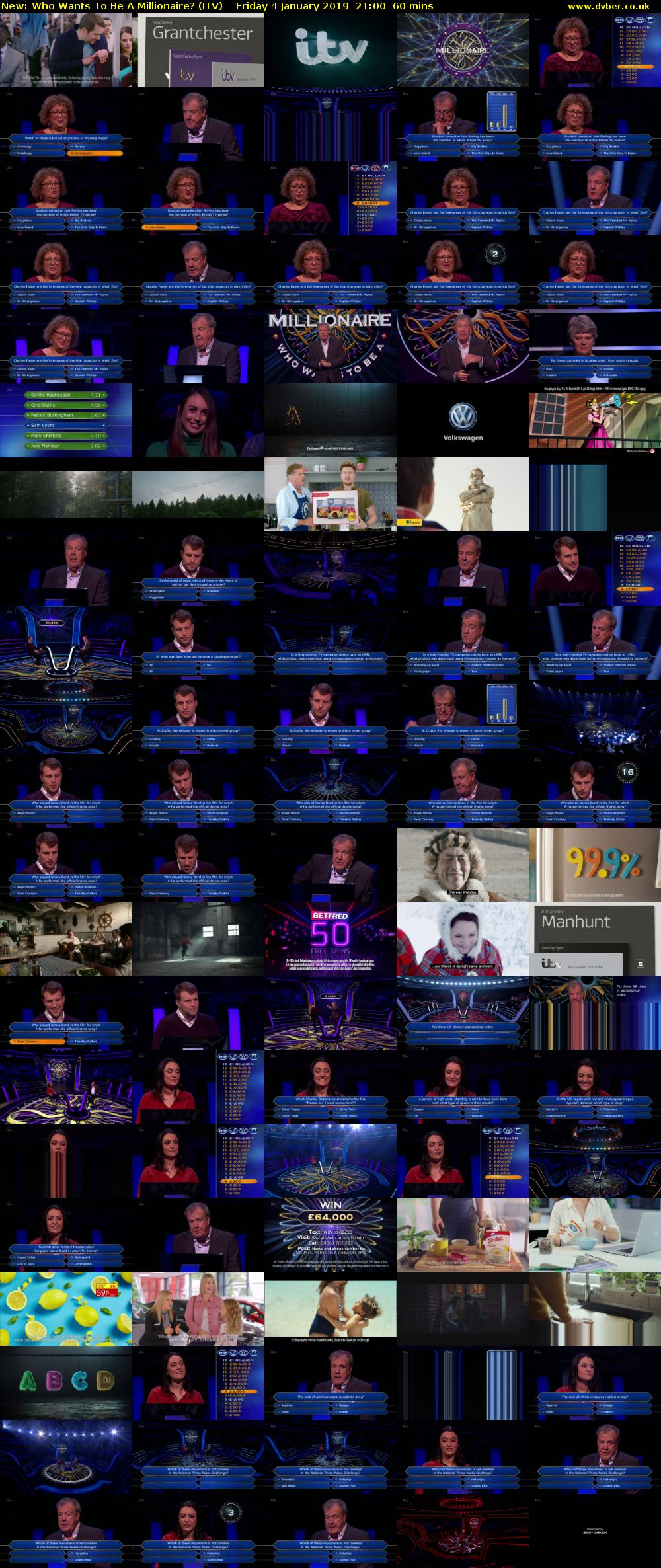 Who Wants To Be A Millionaire? (ITV) Friday 4 January 2019 21:00 - 22:00