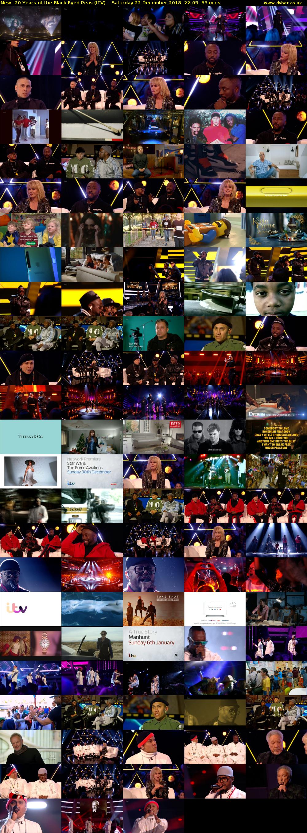 20 Years of the Black Eyed Peas (ITV) Saturday 22 December 2018 22:05 - 23:10
