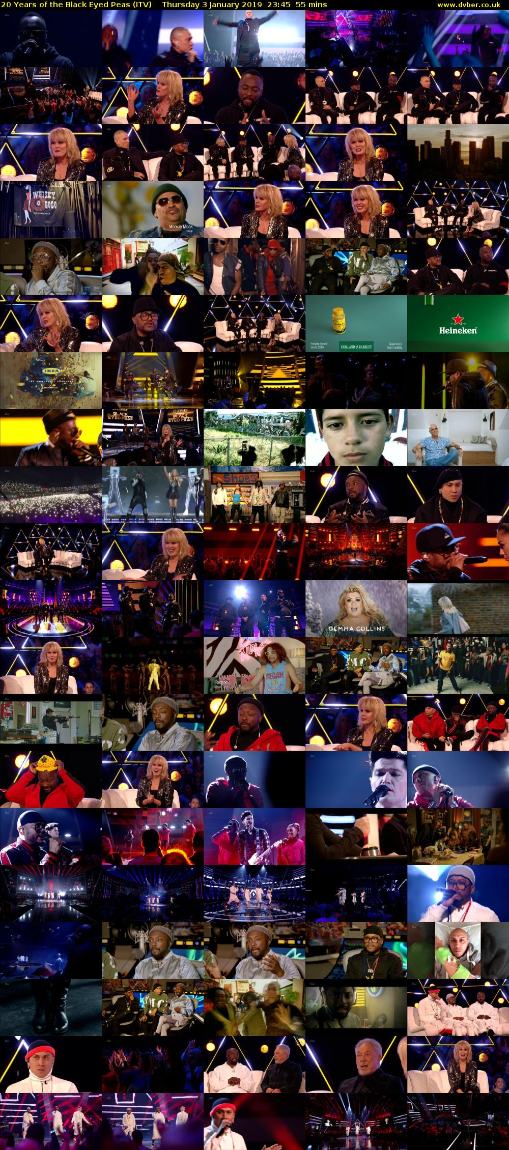 20 Years of the Black Eyed Peas (ITV) Thursday 3 January 2019 23:45 - 00:40