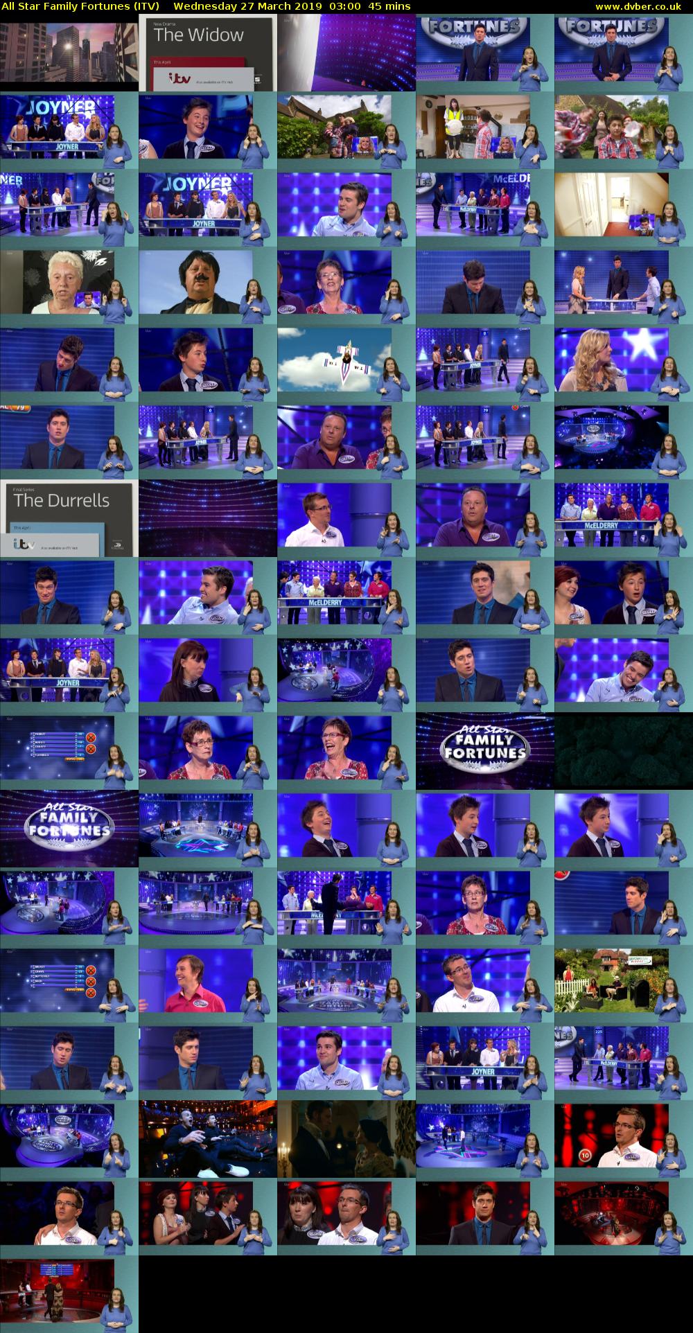 All Star Family Fortunes (ITV) Wednesday 27 March 2019 03:00 - 03:45