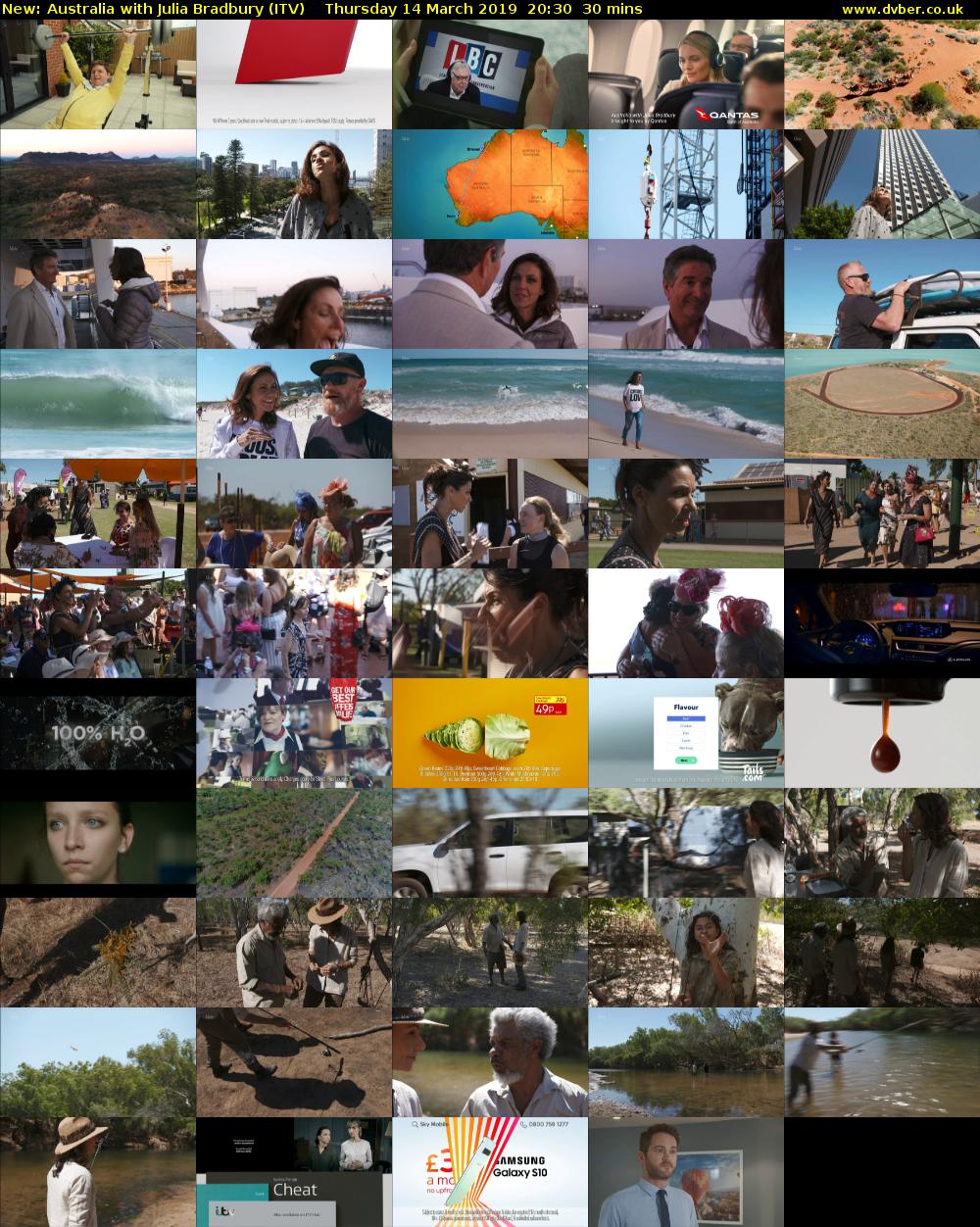 Australia with Julia Bradbury (ITV) Thursday 14 March 2019 20:30 - 21:00