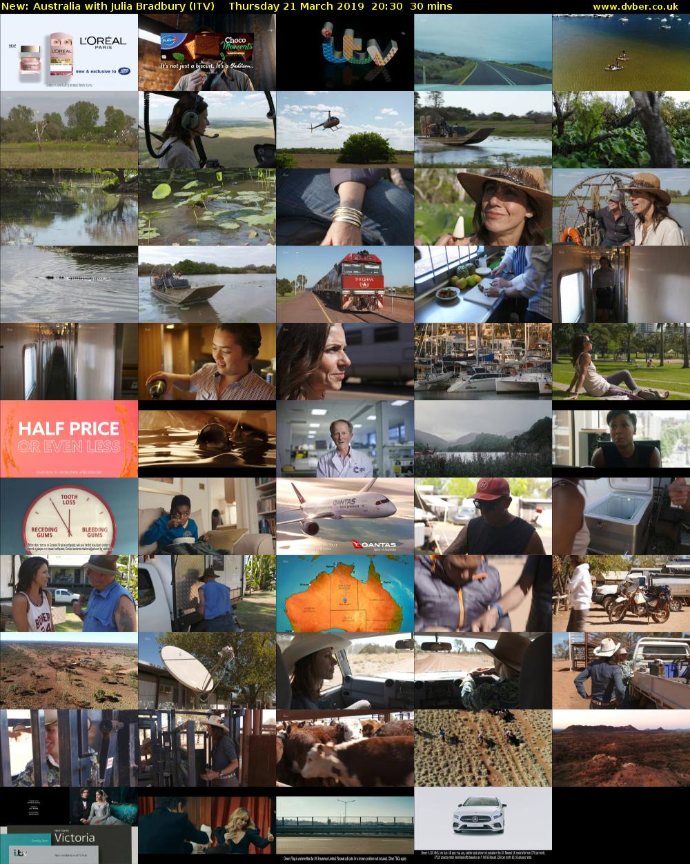 Australia with Julia Bradbury (ITV) Thursday 21 March 2019 20:30 - 21:00