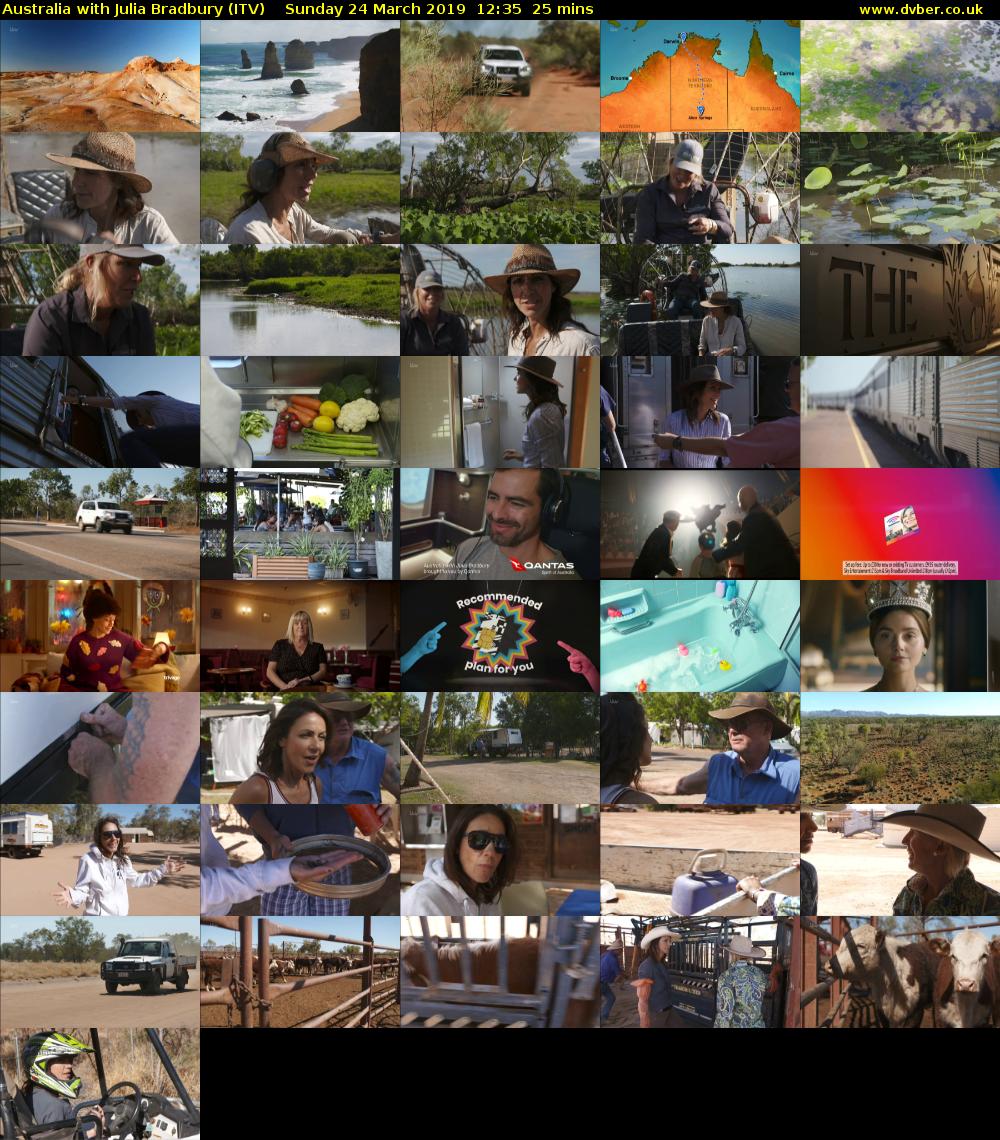 Australia with Julia Bradbury (ITV) Sunday 24 March 2019 12:35 - 13:00