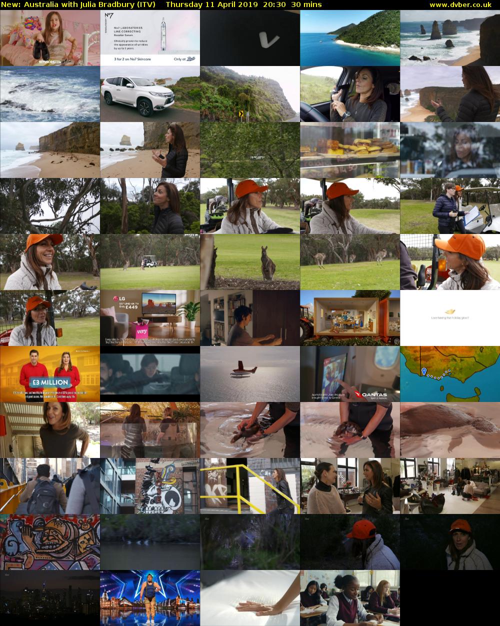 Australia with Julia Bradbury (ITV) Thursday 11 April 2019 20:30 - 21:00