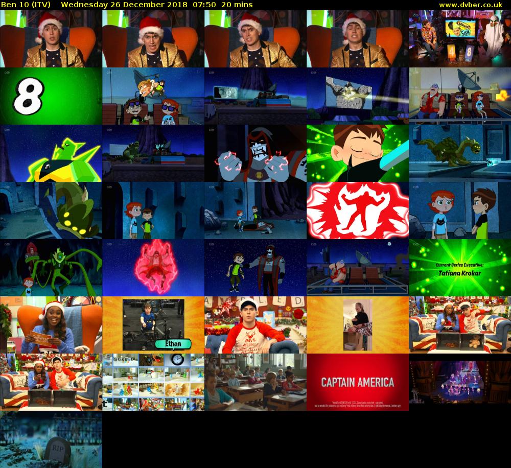 Ben 10 (ITV) Wednesday 26 December 2018 07:50 - 08:10