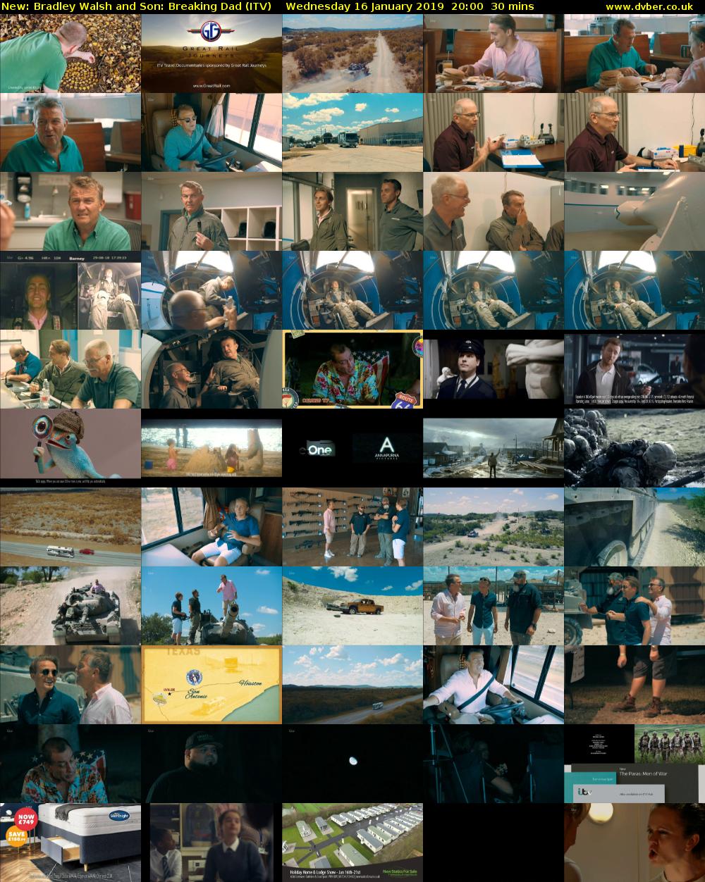 Bradley Walsh and Son: Breaking Dad (ITV) Wednesday 16 January 2019 20:00 - 20:30