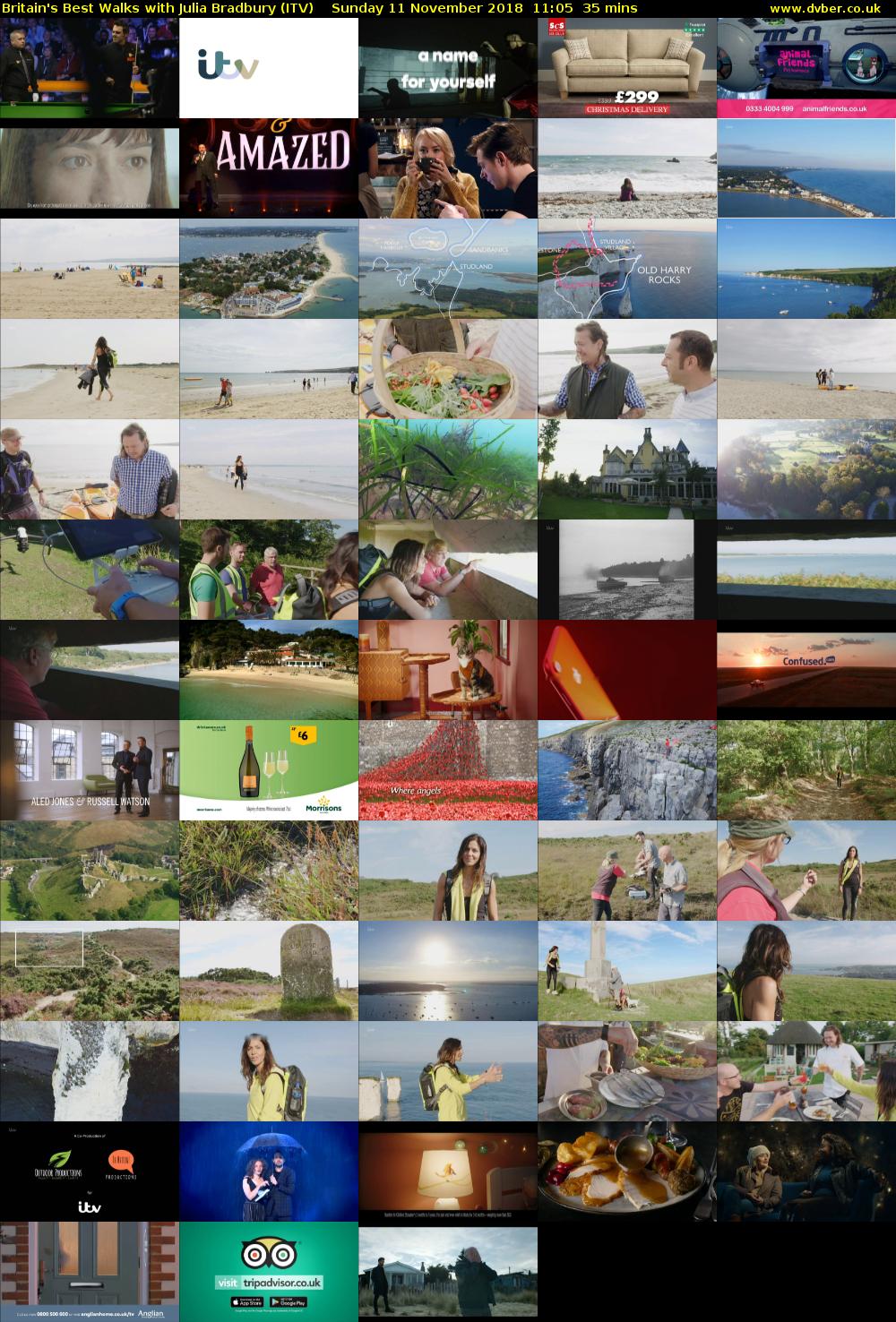 Britain's Best Walks with Julia Bradbury (ITV) Sunday 11 November 2018 11:05 - 11:40
