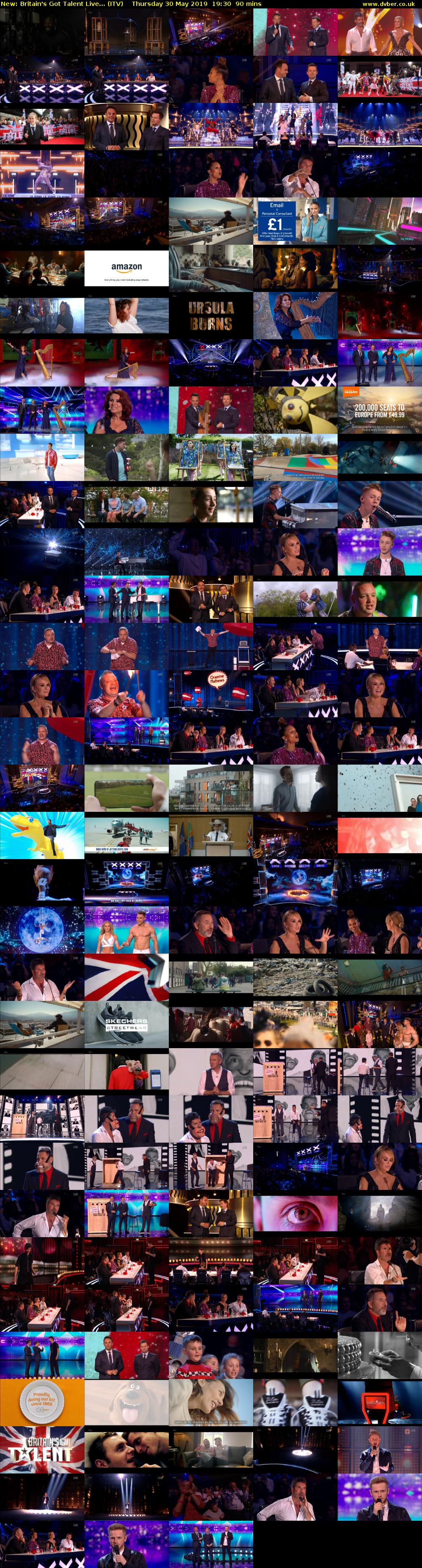 Britain's Got Talent Live... (ITV) Thursday 30 May 2019 19:30 - 21:00