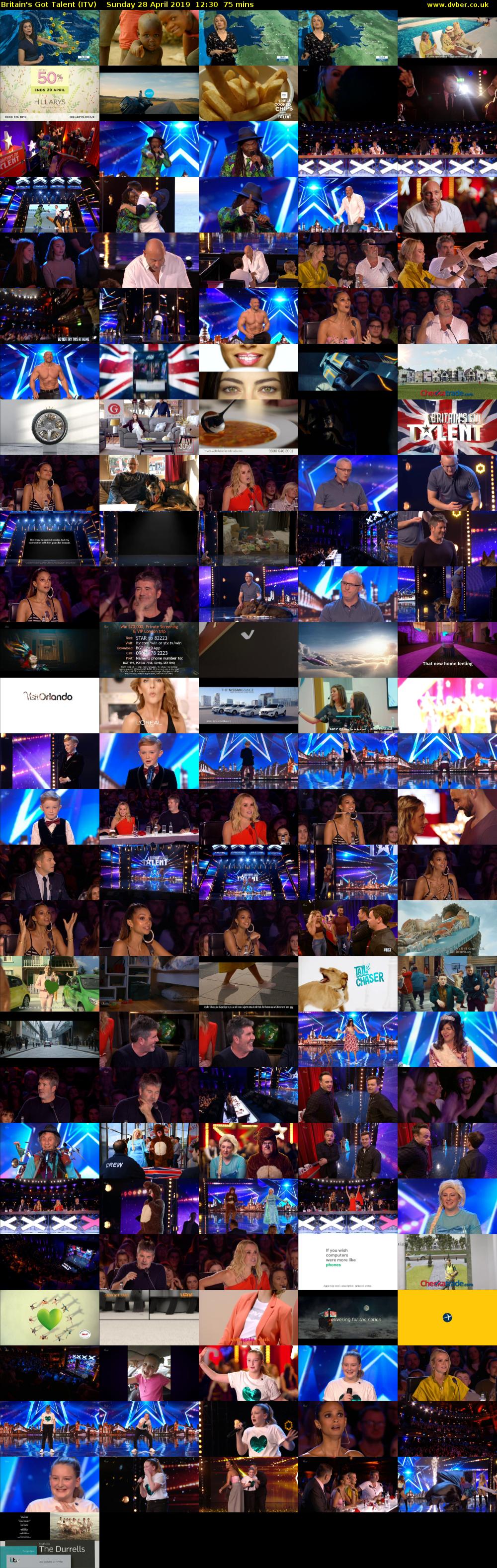 Britain's Got Talent (ITV) Sunday 28 April 2019 12:30 - 13:45