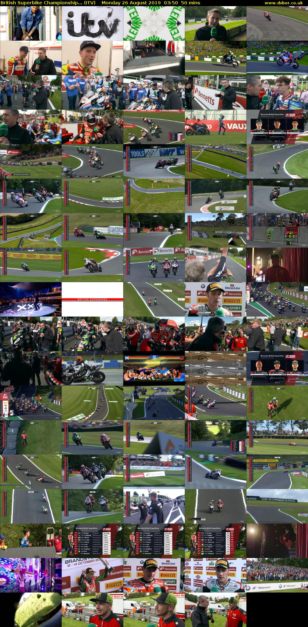 British Superbike Championship... (ITV) Monday 26 August 2019 03:50 - 04:40