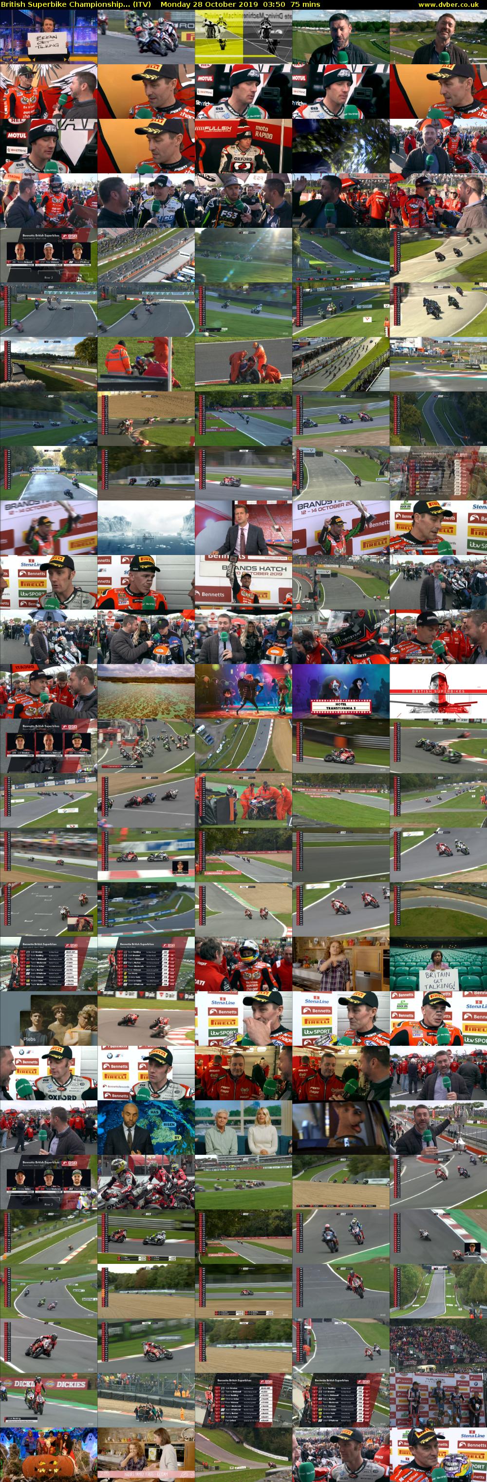 British Superbike Championship... (ITV) Monday 28 October 2019 03:50 - 05:05
