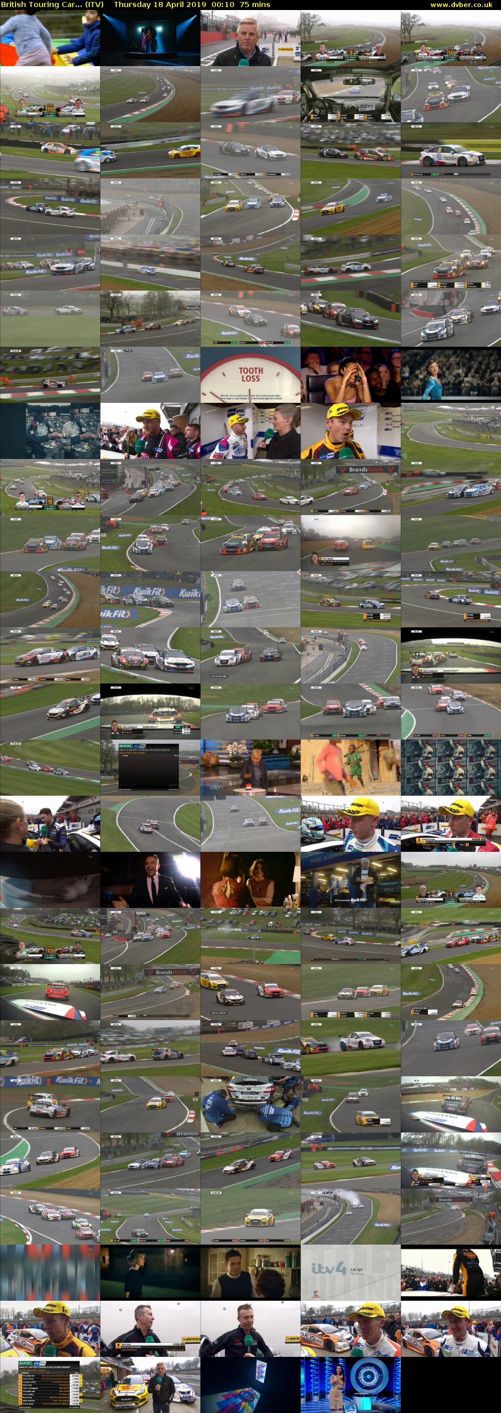 British Touring Car... (ITV) Thursday 18 April 2019 00:10 - 01:25