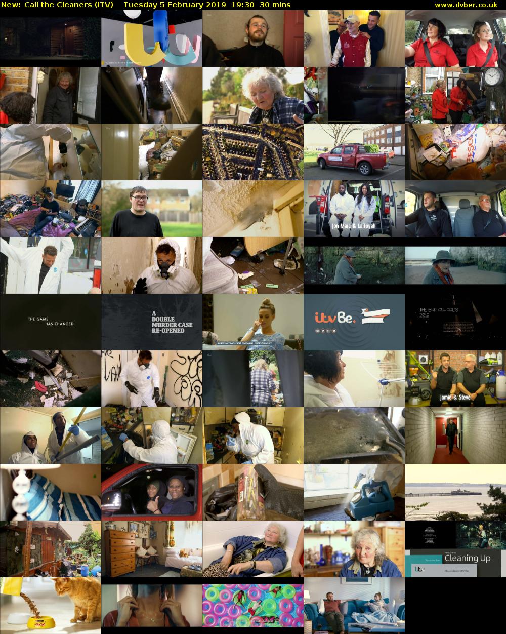 Call the Cleaners (ITV) Tuesday 5 February 2019 19:30 - 20:00