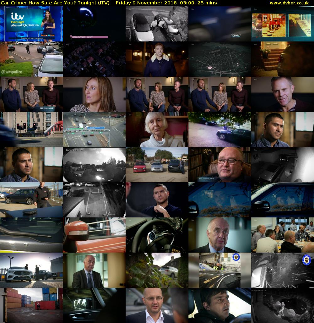 Car Crime: How Safe Are You? Tonight (ITV) Friday 9 November 2018 03:00 - 03:25