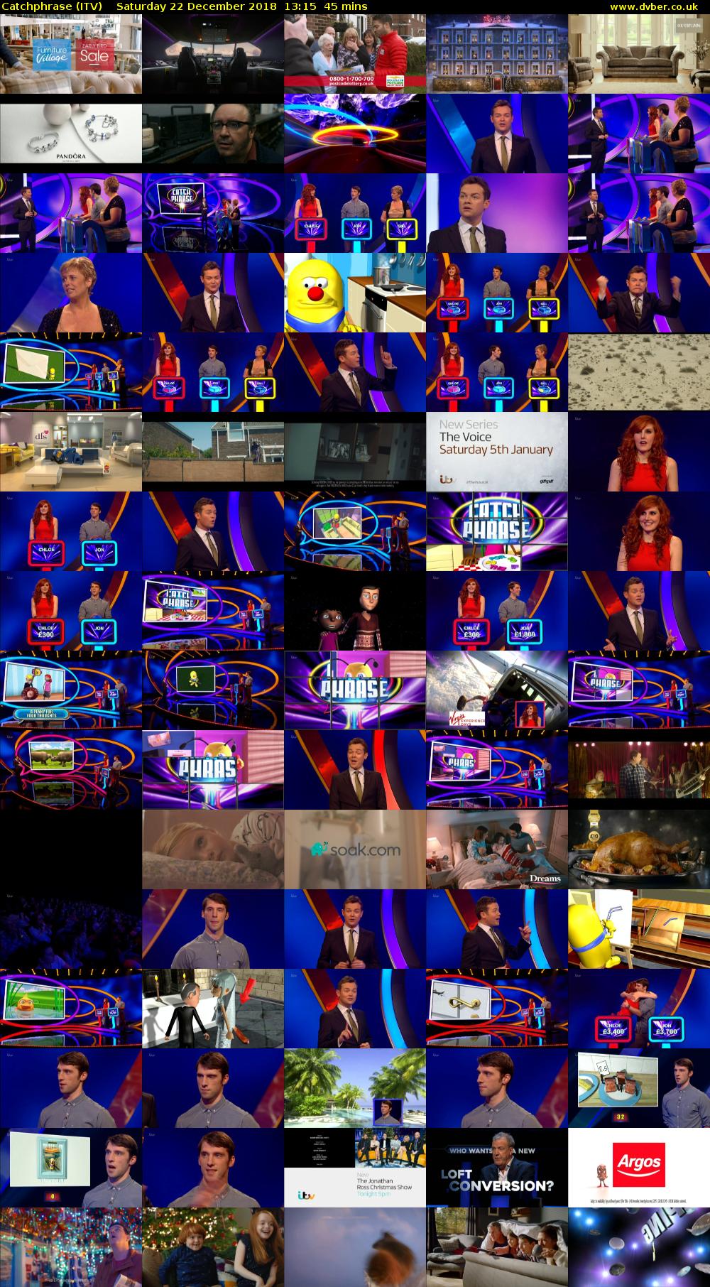 Catchphrase (ITV) Saturday 22 December 2018 13:15 - 14:00