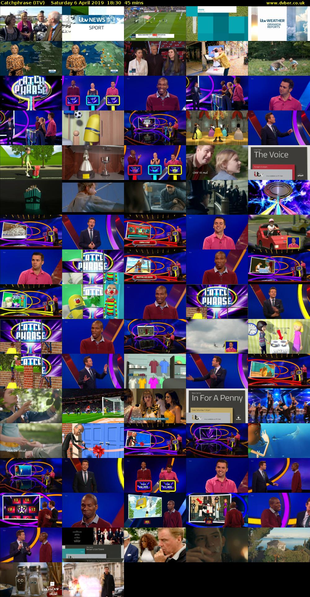 Catchphrase (ITV) Saturday 6 April 2019 18:30 - 19:15
