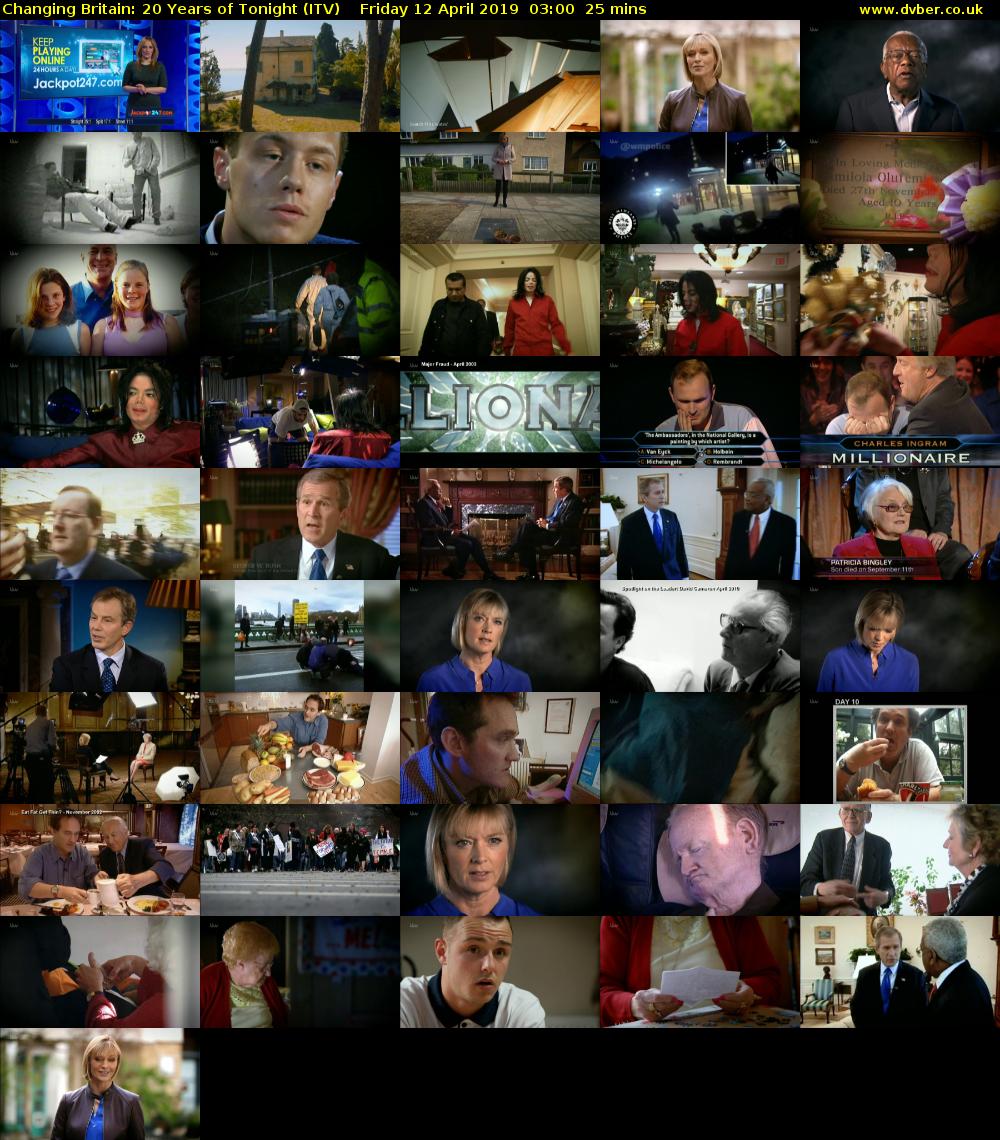 Changing Britain: 20 Years of Tonight (ITV) Friday 12 April 2019 03:00 - 03:25